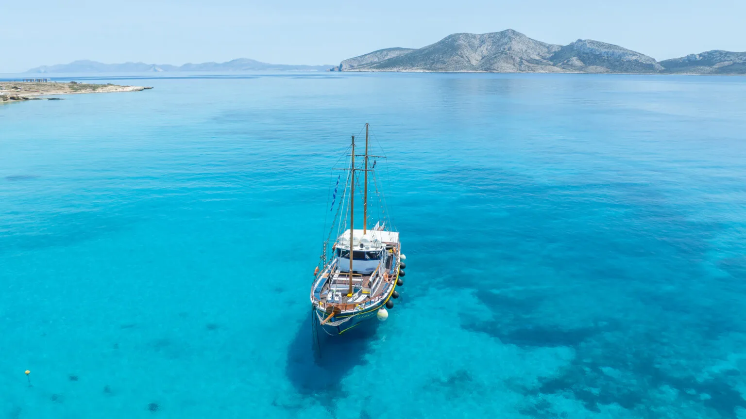 Jason boat in turquoise Koufonisia waters